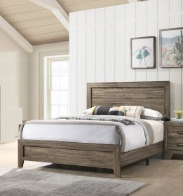 Grey Finish Fabric 1pc King Size Panel Bed Beautiful Wooden Bedroom Furniture Contemporary Style - as Pic
