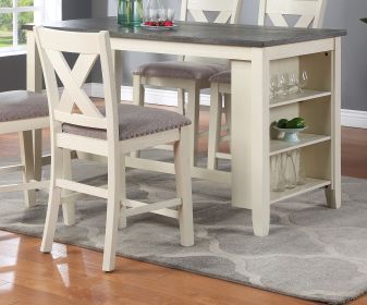 Modern Casual 1pc Counter Height High Dining Table w Storage Shelves Wooden Kitchen Breakfast Table Dining Room Furniture - as Pic