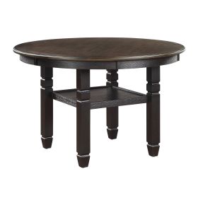 Brown and Black White Finish 1pc Dining Table with Display Shelf Transitional Style Furniture - as Pic