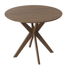 36 Inch Round Wood Dining Table with Intersecting Pedestal Base - Walnut