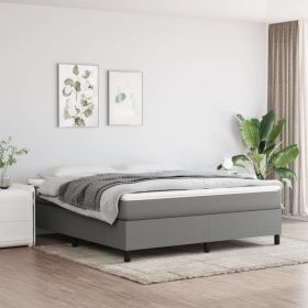 Box Spring Bed with Mattress Dark Gray 72"x83.9" California King Fabric - Gray