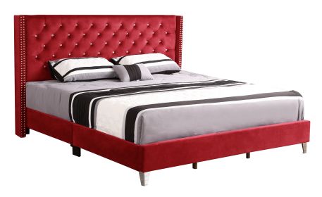 Glory Furniture Julie G1922-KB-UP King Upholstered Bed , CHERRY - as Pic