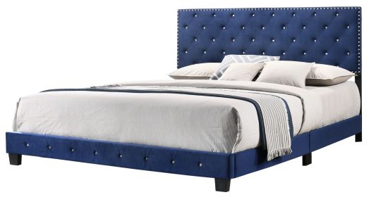 Glory Furniture Suffolk G1405-KB-UP King Bed , NAVY BLUE - as Pic