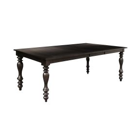 Transitional Style Grayish Brown Finish 1pc Dining Table Draw Leaf Birch Veneer Traditional Dining Furniture - as Pic