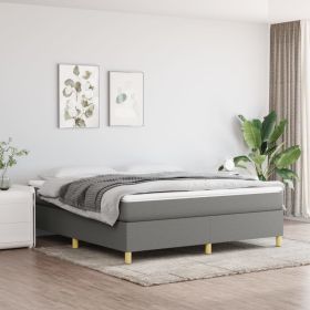 Box Spring Bed with Mattress Dark Gray 76"x79.9" King Fabric - Gray