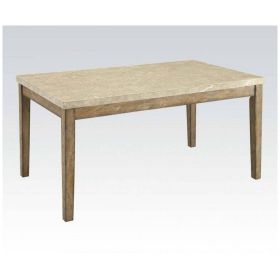 Claudia Dining Table in White Marble & Salvage Brown - 71715