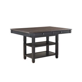 Transitional Style 1pc Counter Height Table with Storage Drawers 2x Display Shelves Natural and Black Finish Dining Furniture - as Pic