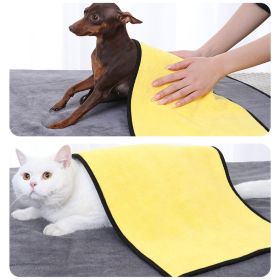 New coral velvet speed pet dry towel dog cat bath towel soft absorbent pet bath towel - [For adult cats] 30 * 60cm - yellow