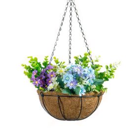 Planter Hangers Flower Plant Pot Metal Hanging Flower Basket with Coconut Coir Liner - 8 inch