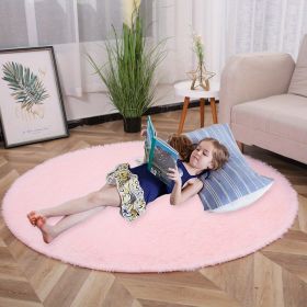 1pc, Plush PV Velvet Area Rug, 62.99", American Style Round Rug, Floor Deocr - Pink - 62.99inch