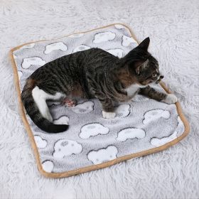 Warming Pet Pad Cartoon Paw Print Cat Warm Bed Plush Sleeping Pad For Small Puppy Dogs Kitten - M