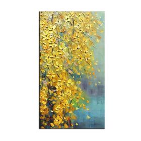 Thick Gold Money Tree 100% Hand Painted Modern Abstract Oil Painting On Canvas Wall Art  For Living Room  Home Decor No Frame - 75x150cm
