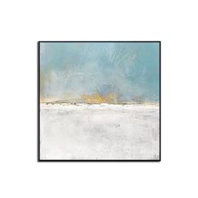 Abstract Flowing Color Canvas Painting Nordic Baby Blue Poster Print Unique Wall Art Pictures for Living Room Bedroom Home Decor - 120x120cm