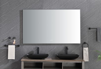 (ONLY FOR PICKUP)60x 36Inch LED Mirror Bathroom Vanity Mirror with Back Light;  Wall Mount Anti-Fog Memory Large Adjustable Vanity Mirror - Gun Ash