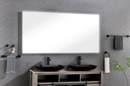 (ONLY FOR PICKUP) 72x 36Inch LED Mirror Bathroom Vanity Mirror with Back Light;  Wall Mount Anti-Fog Memory Large Adjustable Vanity Mirror - Gun Ash