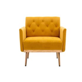 Chair ; leisure single sofa with Rose Golden feet - Mustard
