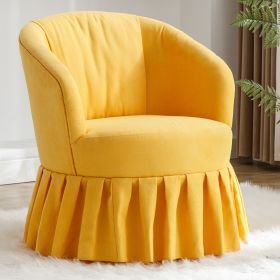 Linen Fabric Accent Swivel Chair Auditorium Chair With Pleated Skirt For Living Room Bedroom Auditorium - Yellow