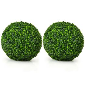 2 Pieces Artificial Topiary Balls Faux Boxwood Ball Plants - 15.5 inches