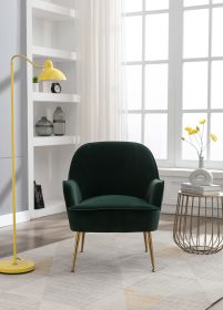 Modern Ergonomics Soft Velvet Fabric Material Accent Chair With Gold Legs And Adjustable Feet Screws For Indoor Home Living Room - Dark Green