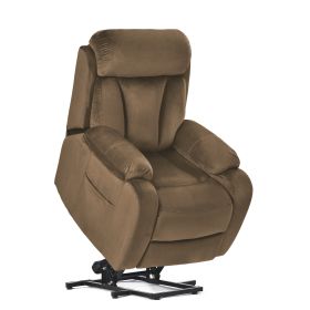 Lift Chair Recliner for Elderly Power Remote Control Recliner Sofa Relax Soft Chair Anti-skid Australia Cashmere Fabric Furniture Living Room - Brown