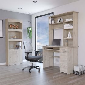 Tucson 2 Piece Office Set, Bookcase + Desk , Light Gray - Light Gray