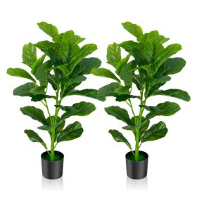 2-Pack Artificial Fiddle Leaf Fig Tree - Green
