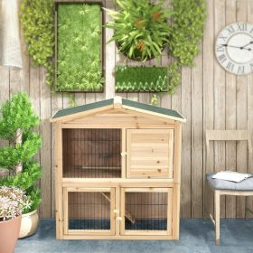 35 Inch Wooden Chicken Coop with Ramp - Natural