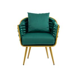 Velvet Accent Chair Modern Upholstered Armchair Tufted Chair with Metal Frame;  Single Leisure Chairs for Living Room Bedroom Office Balcony - Emerald