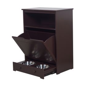 Pet snack storage cabinet-with food bowl - Brown