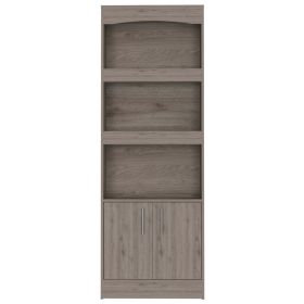 Durango Bookcase; Three Shelves; Double Door Cabinet - Light Gray