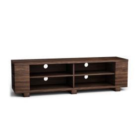 Wooden TV Stand with 8 Open Shelves for TVs up to 65 Inch Flat Screen - Walnut
