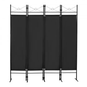 4-Panel Metal Folding Room Divider, 5.94Ft Freestanding Room Screen Partition Privacy Display for Bedroom, Living Room, Office - Black