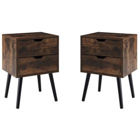 Modern Nightstand;  End Table;  Side Table with Storage Drawer;  Living Room Bedroom Furniture;  Rustic Brown - Rustic Brown