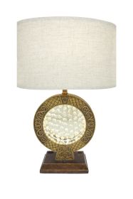 28" Antique polyresin Table Lamp WITH FLOATING CRYSTAL DECOR ON CENTER - as Pic