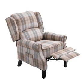 Vintage Armchair Sofa Comfortable Upholstered leisure chair / Recliner Chair for Living Room(Beige Check) - as Pic