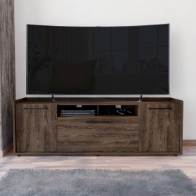 Tv Stand for TV´s up 55" Dext, One Cabinet, Double Door, Dark Walnut Finish - as Pic