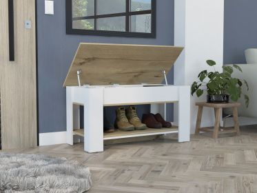 Storage Table Polgon, Extendable Table Shelf, Lower Shelf, Light Oak / White Finish - as Pic