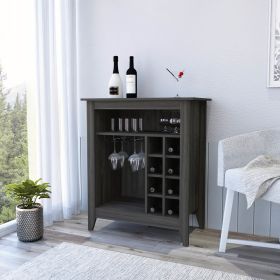 Bar Cabinet Castle, One Open Shelf, Six Wine Cubbies, Carbon Espresso Finish - as Pic