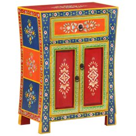 Hand Painted Sideboard 21.3"x11.8"x29.1" Solid Wood Mango - Multicolour