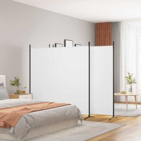 4-Panel Room Divider White 274.8"x70.9" Fabric - White