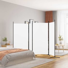 4-Panel Room Divider White 136.2"x70.9" Fabric - White