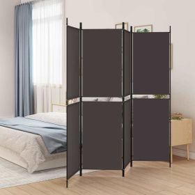 4-Panel Room Divider Brown 78.7"x70.9" Fabric - Brown