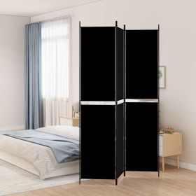 3-Panel Room Divider Black 59.1"x86.6" Fabric - Black