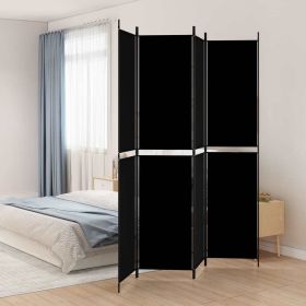 4-Panel Room Divider Black 78.7"x86.6" Fabric - Black