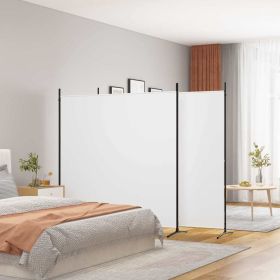 3-Panel Room Divider White 206.7"x70.9" Fabric - White