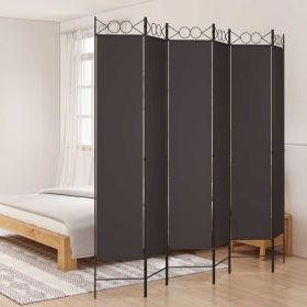 6-Panel Room Divider Brown 94.5"x86.6" Fabric - Brown