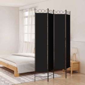4-Panel Room Divider Black 63"x86.6" Fabric - Black