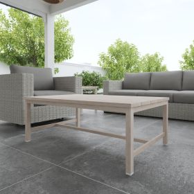 Durable Aluminum Coffee Table - Solid Construction, Weather-Resistant Surface - Whitewashed Birch Look, Dual Stretchers - as Pic