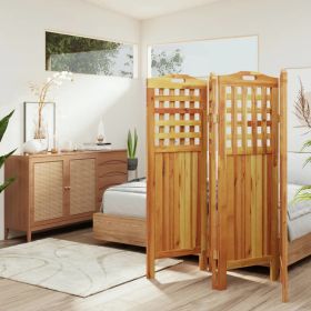 4-Panel Room Divider 63.8"x0.8"x45.3" Solid Wood Acacia - Brown