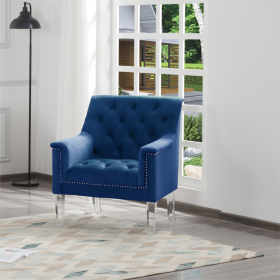 Living Room CHAIR Navy Blue Velvet - as Pic